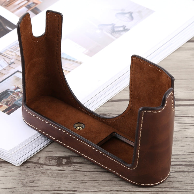 1/4 inch Thread PU Leather Camera Half Case Base for Leica Q (Typ 116)(Coffee) - Half Case by buy2fix | Online Shopping UK | buy2fix