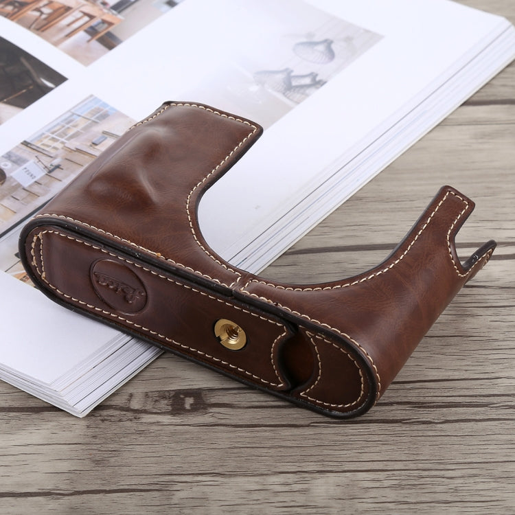 1/4 inch Thread PU Leather Camera Half Case Base for Leica Q (Typ 116)(Coffee) - Half Case by buy2fix | Online Shopping UK | buy2fix