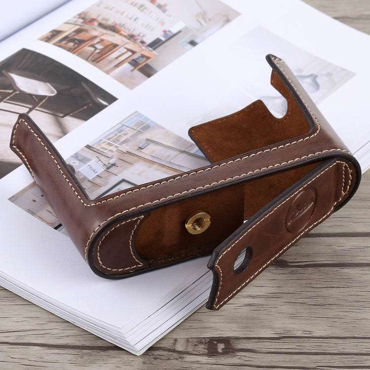 1/4 inch Thread PU Leather Camera Half Case Base for Leica Q (Typ 116)(Coffee) - Half Case by buy2fix | Online Shopping UK | buy2fix