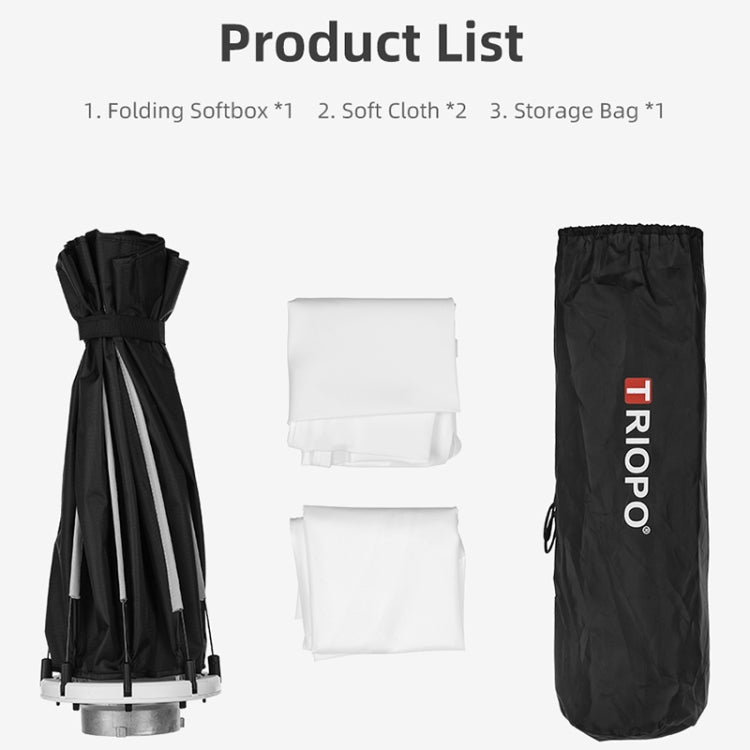 TRIOPO K90 90cm Speedlite Flash Octagon Parabolic Softbox Bowens Mount Diffuser for Speedlite - by TRIOPO | Online Shopping UK | buy2fix