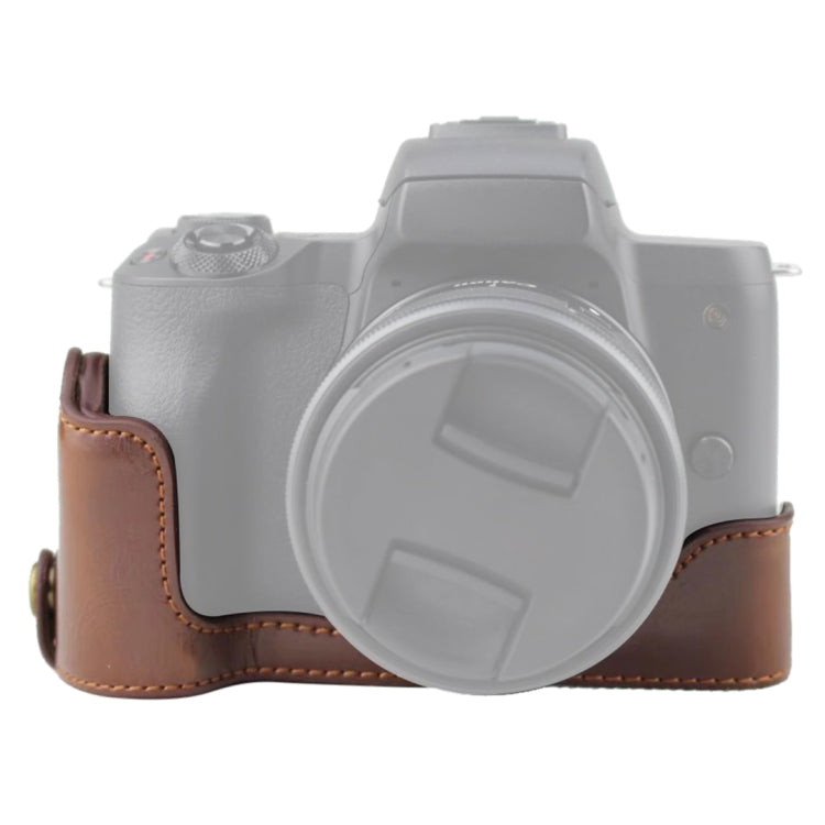 1/4 inch Thread PU Leather Camera Half Case Base for Canon EOS M50 / M50 Mark II (Coffee) - Half Case by buy2fix | Online Shopping UK | buy2fix