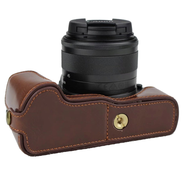 1/4 inch Thread PU Leather Camera Half Case Base for Canon EOS M50 / M50 Mark II (Brown) - Half Case by buy2fix | Online Shopping UK | buy2fix