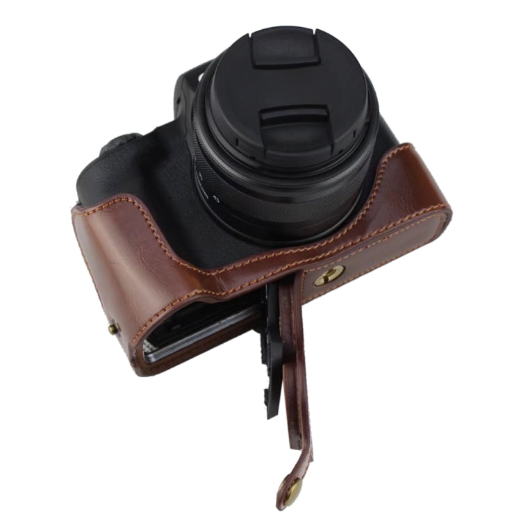 1/4 inch Thread PU Leather Camera Half Case Base for Canon EOS M50 / M50 Mark II (Coffee) - Half Case by buy2fix | Online Shopping UK | buy2fix