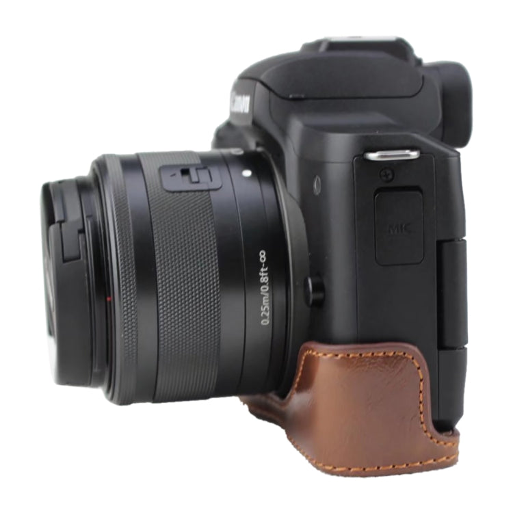 1/4 inch Thread PU Leather Camera Half Case Base for Canon EOS M50 / M50 Mark II (Brown) - Half Case by buy2fix | Online Shopping UK | buy2fix