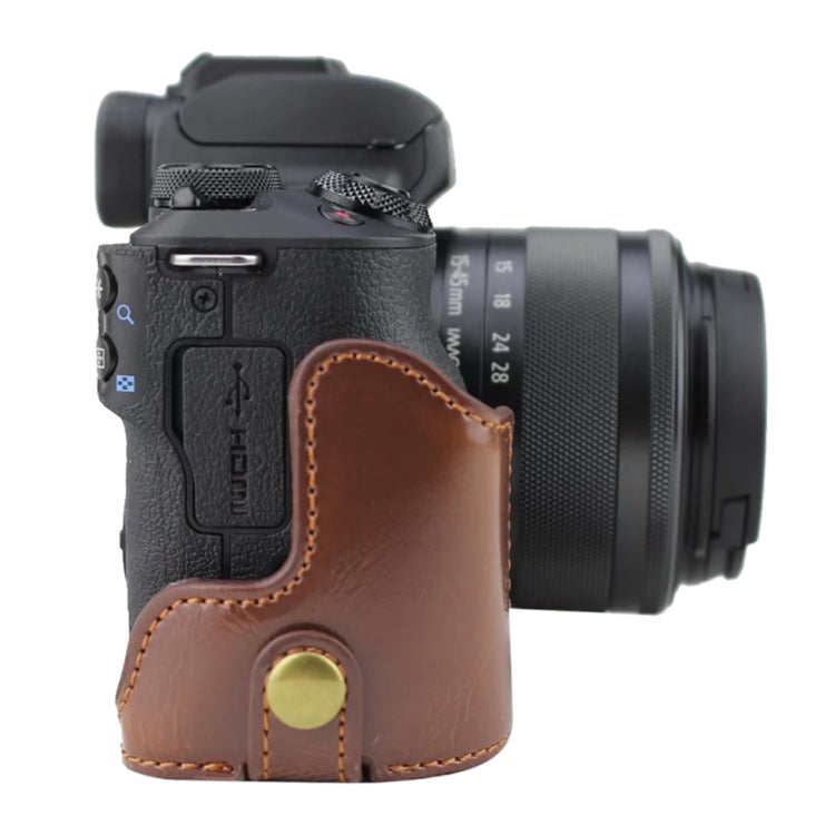 1/4 inch Thread PU Leather Camera Half Case Base for Canon EOS M50 / M50 Mark II (Coffee) - Half Case by buy2fix | Online Shopping UK | buy2fix
