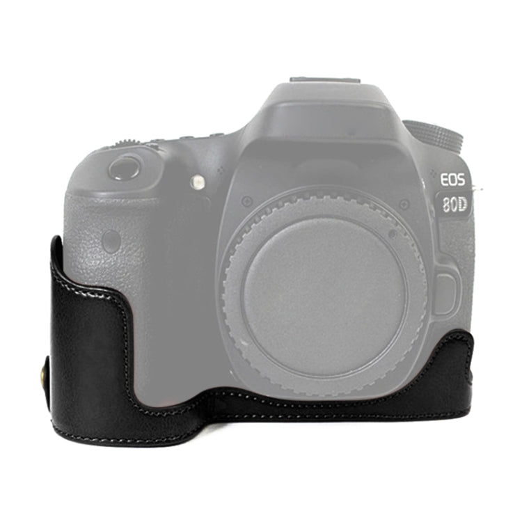 1/4 inch Thread PU Leather Camera Half Case Base for Canon EOS 80D / 70D(Black) - Half Case by buy2fix | Online Shopping UK | buy2fix