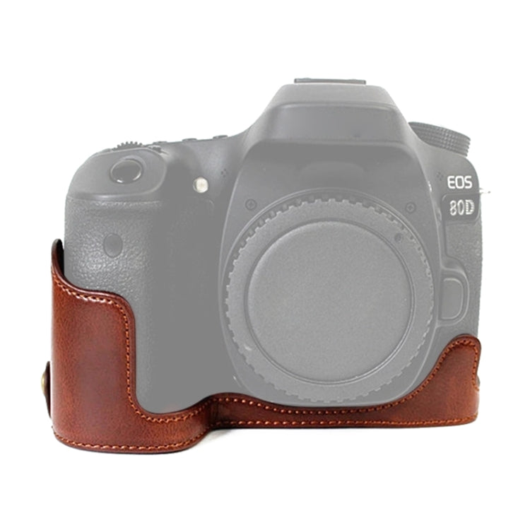 1/4 inch Thread PU Leather Camera Half Case Base for Canon EOS 80D / 70D(Coffee) - Half Case by buy2fix | Online Shopping UK | buy2fix