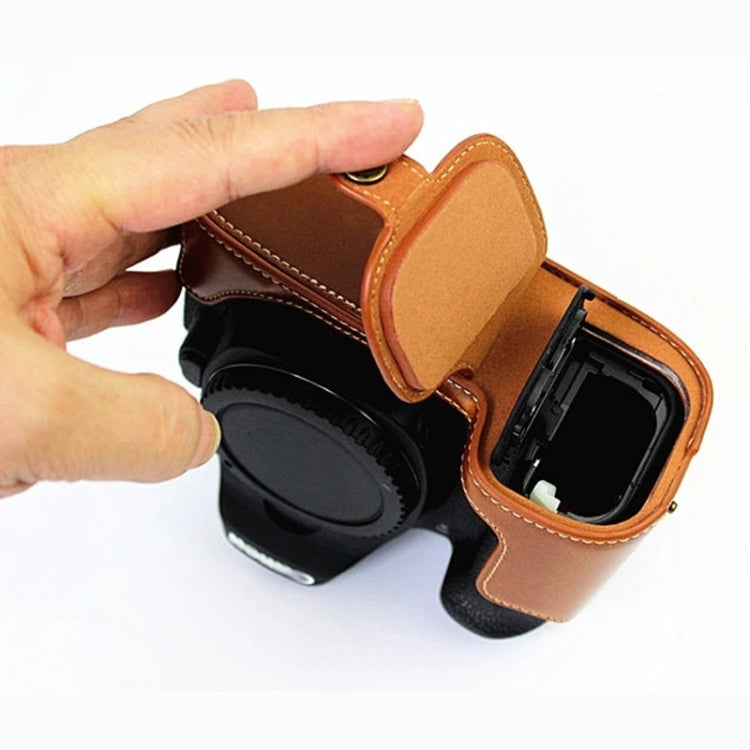 1/4 inch Thread PU Leather Camera Half Case Base for Canon EOS 80D / 70D(Coffee) - Half Case by buy2fix | Online Shopping UK | buy2fix