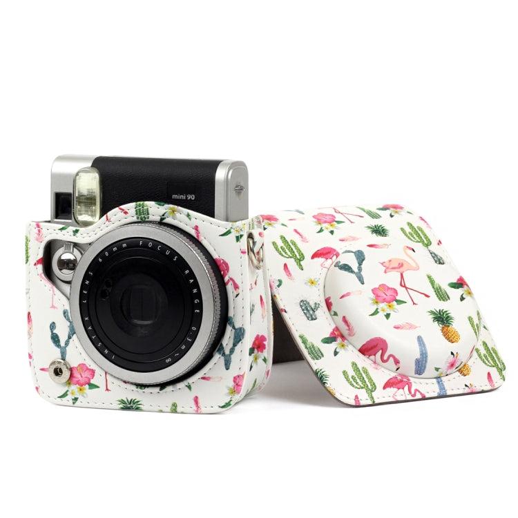Flamingo Cactus Pattern PU Leather Protective Camera Case Bag For FUJIFILM Instax Mini90 Camera by buy2fix