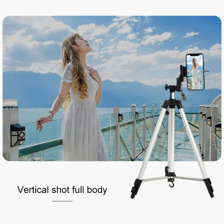Live Broadcast Tripod 3-Section Folding Legs Aluminum Alloy Tripod Mount with U-Shape Three-Dimensional Tripod Head & Phone Clamp for DSLR & Digital Camera, Adjustable Height: 47.5-133cm - Tripods by buy2fix | Online Shopping UK | buy2fix