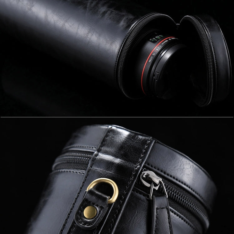 Extra Large Lens Case Zippered PU Leather Pouch Box for DSLR Camera Lens, Size: 24.5*10.5*10.5cm(Black) by buy2fix