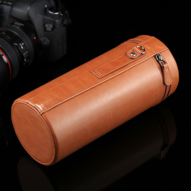 Extra Large Lens Case Zippered PU Leather Pouch Box for DSLR Camera Lens, Size: 24.5*10.5*10.5cm(Brown) - Lens Bag by buy2fix | Online Shopping UK | buy2fix