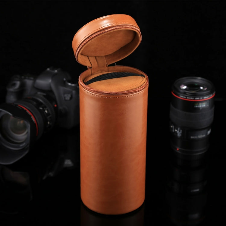 Extra Large Lens Case Zippered PU Leather Pouch Box for DSLR Camera Lens, Size: 24.5*10.5*10.5cm(Brown) - Lens Bag by buy2fix | Online Shopping UK | buy2fix