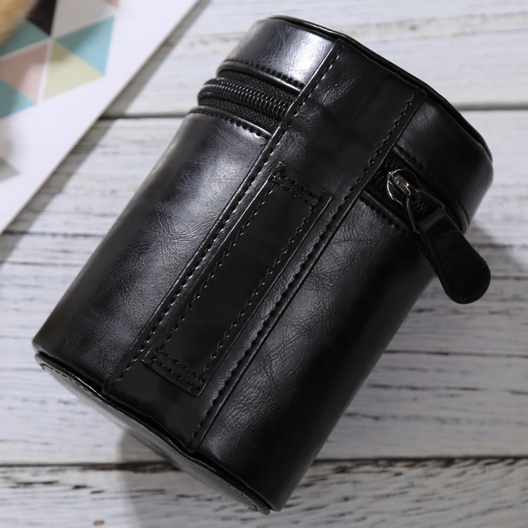 Medium Lens Case Zippered PU Leather Pouch Box for DSLR Camera Lens, Size: 13x9x9cm(Black) - Lens Bag by buy2fix | Online Shopping UK | buy2fix