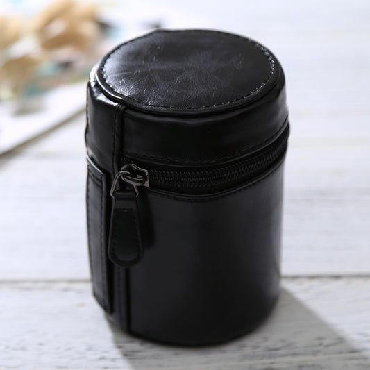 Small Lens Case Zippered PU Leather Pouch Box for DSLR Camera Lens, Size: 11x8x8cm(Black) - Lens Bag by buy2fix | Online Shopping UK | buy2fix