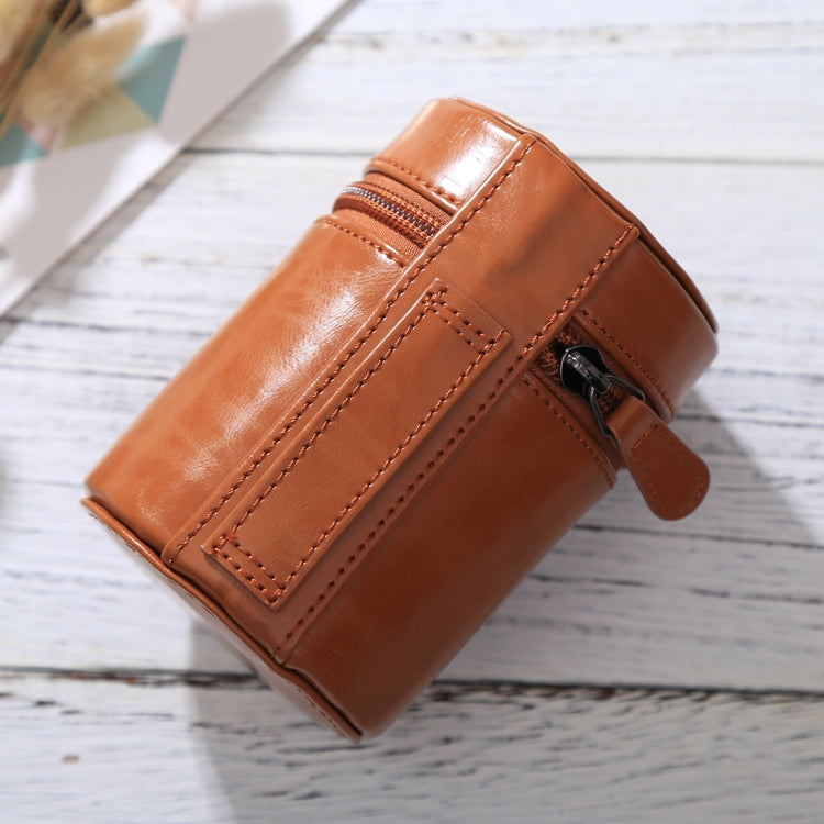 Small Lens Case Zippered PU Leather Pouch Box for DSLR Camera Lens, Size: 11x8x8cm(Brown) - Lens Bag by buy2fix | Online Shopping UK | buy2fix