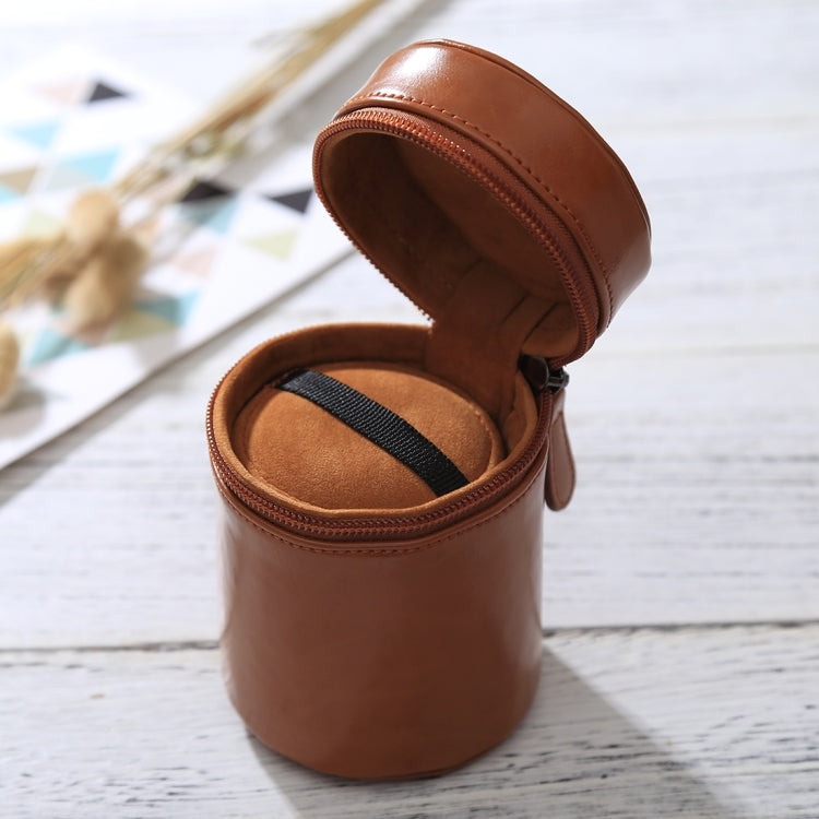 Small Lens Case Zippered PU Leather Pouch Box for DSLR Camera Lens, Size: 11x8x8cm(Brown) - Lens Bag by buy2fix | Online Shopping UK | buy2fix