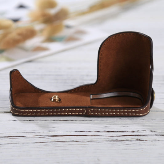 1/4 inch Thread PU Leather Camera Half Case Base for Sony ILCE-5100 / A5100(Coffee) - Half Case by buy2fix | Online Shopping UK | buy2fix