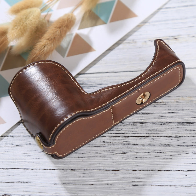 1/4 inch Thread PU Leather Camera Half Case Base for Sony ILCE-5100 / A5100(Coffee) - Half Case by buy2fix | Online Shopping UK | buy2fix