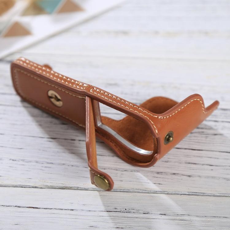 1/4 inch Thread PU Leather Camera Half Case Base for Sony ILCE-5100 / A5100(Brown) - Half Case by buy2fix | Online Shopping UK | buy2fix