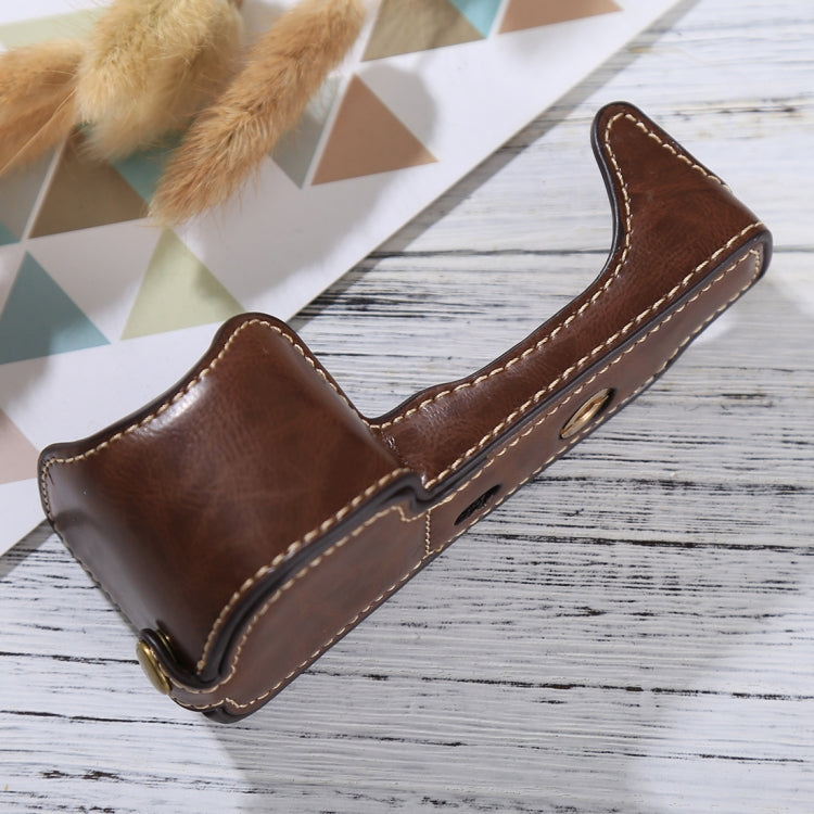 1/4 inch Thread PU Leather Camera Half Case Base for Sony ILCE-6000 / A6000(Coffee) - Half Case by buy2fix | Online Shopping UK | buy2fix