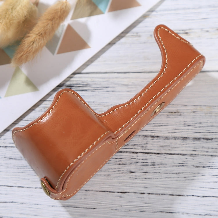1/4 inch Thread PU Leather Camera Half Case Base for Sony ILCE-6000 / A6000(Brown) - Half Case by buy2fix | Online Shopping UK | buy2fix