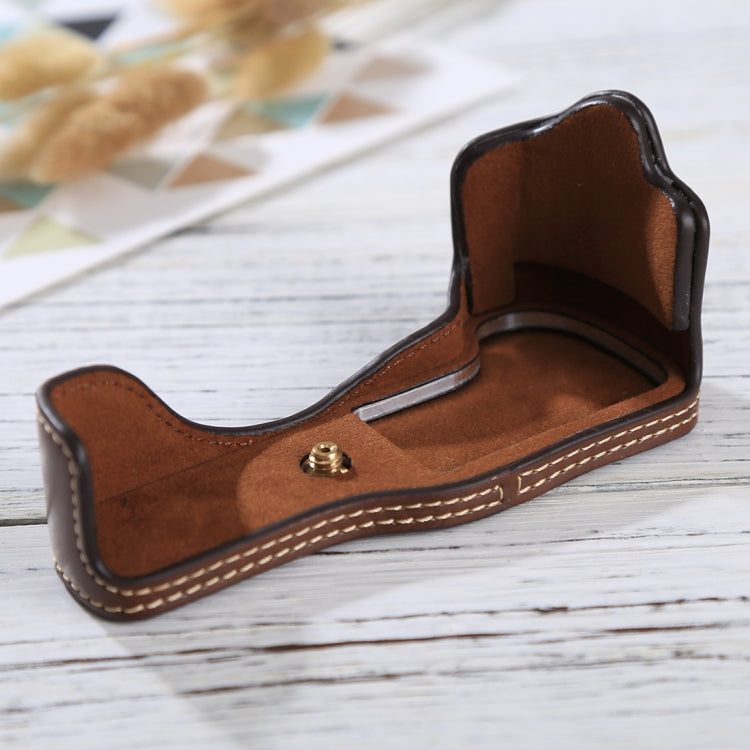 1/4 inch Thread PU Leather Camera Half Case Base for Canon EOS M3(Coffee) - Half Case by buy2fix | Online Shopping UK | buy2fix