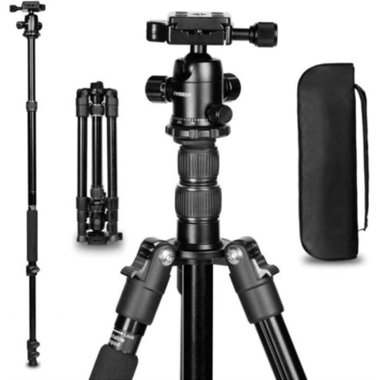 TRIOPO K2508S+B1S Adjustable Portable Aluminum Alloy Tripod with Ball Head for SLR Camera(Black) - Tripods by TRIOPO | Online Shopping UK | buy2fix