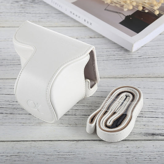 Full Body Camera PU Leather Case Bag with Strap for Sony A5100 / A5000 / NEX-3N (16-50mm / 40.5mm Lens) (White) - Leather Bag by buy2fix | Online Shopping UK | buy2fix