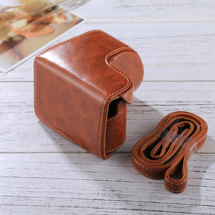 Full Body Camera PU Leather Case Bag with Strap for Sony A5100 / A5000 / NEX-3N (16-50mm / 40.5mm Lens)(Brown) - Leather Bag by buy2fix | Online Shopping UK | buy2fix