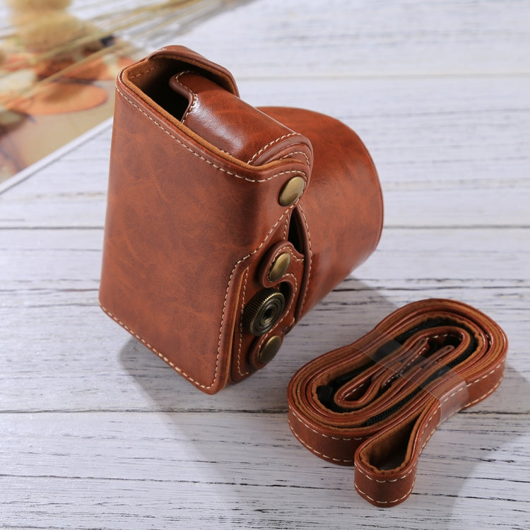 Full Body Camera PU Leather Case Bag with Strap for Sony A5100 / A5000 / NEX-3N (16-50mm / 40.5mm Lens)(Brown) - Leather Bag by buy2fix | Online Shopping UK | buy2fix
