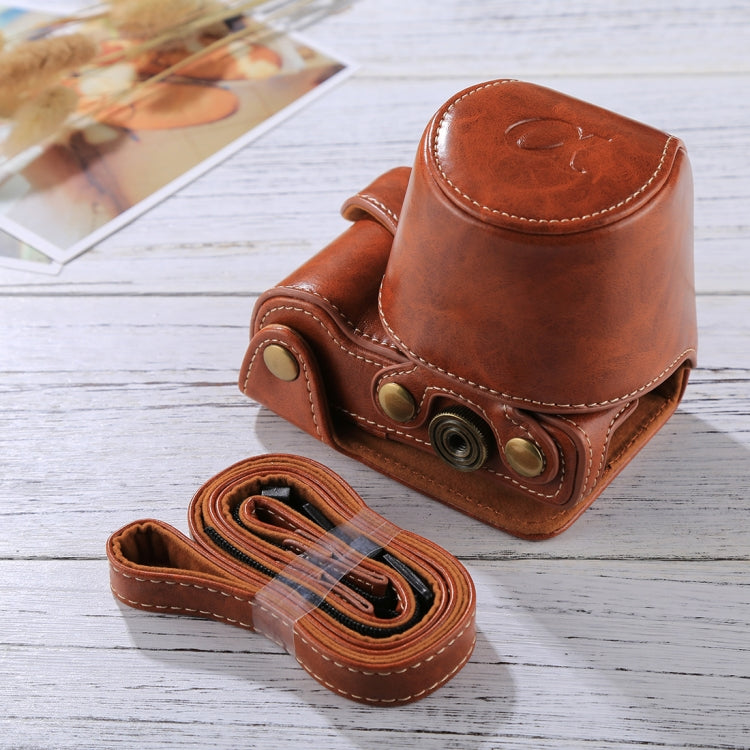 Full Body Camera PU Leather Case Bag with Strap for Sony A5100 / A5000 / NEX-3N (16-50mm / 40.5mm Lens)(Brown) - Leather Bag by buy2fix | Online Shopping UK | buy2fix