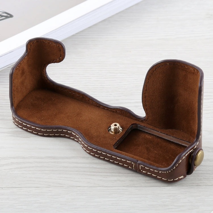 1/4 inch Thread PU Leather Camera Half Case Base for FUJIFILM X-A5 / X-A20(Coffee) - Half Case by buy2fix | Online Shopping UK | buy2fix