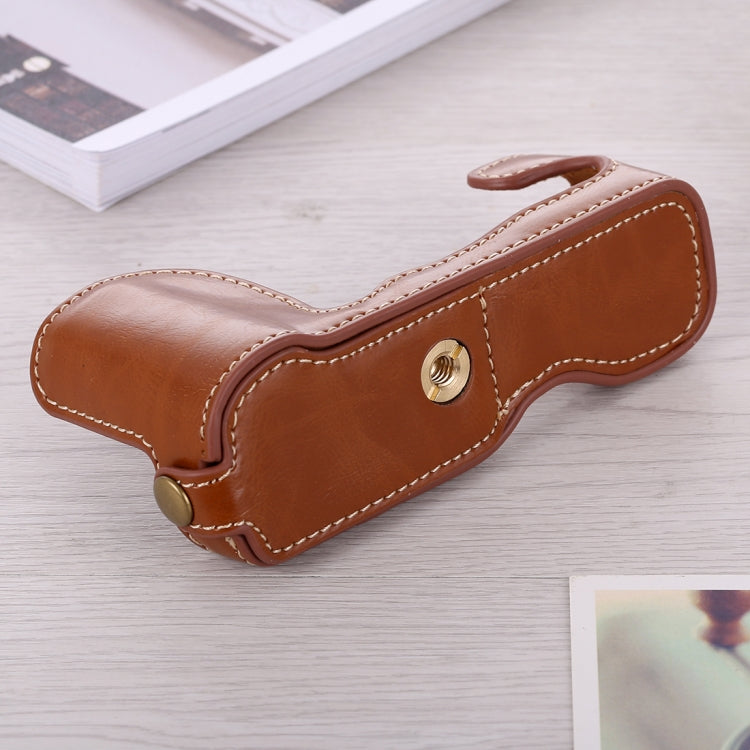 1/4 inch Thread PU Leather Camera Half Case Base for FUJIFILM X-A5 / X-A20(Brown) by buy2fix