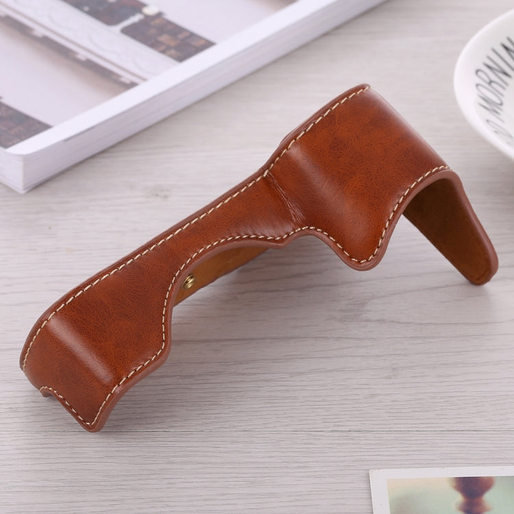 1/4 inch Thread PU Leather Camera Half Case Base for Sony ILCE-A9 / A9 / A7RIII(Brown) - Camera Accessories by buy2fix | Online Shopping UK | buy2fix