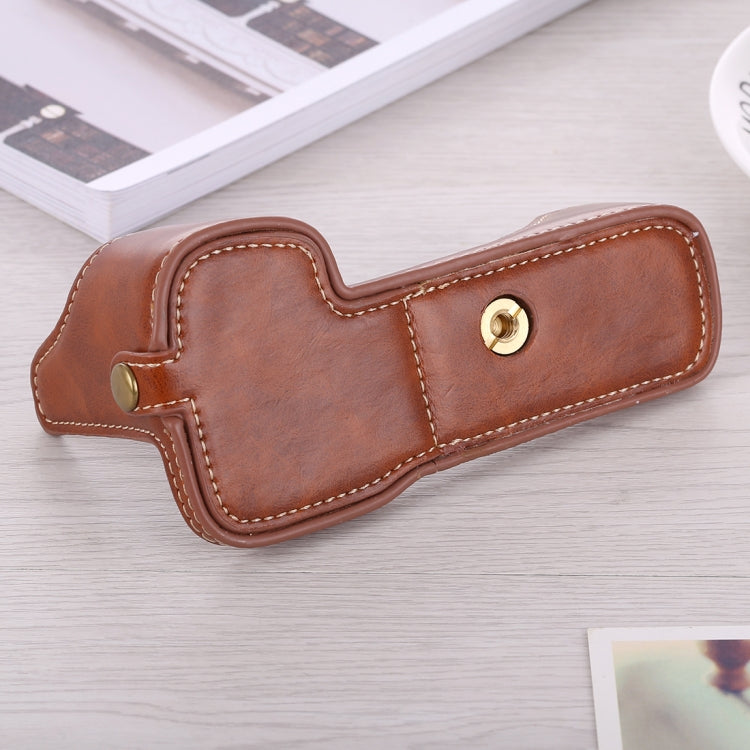 1/4 inch Thread PU Leather Camera Half Case Base for Sony ILCE-A9 / A9 / A7RIII(Brown) - Camera Accessories by buy2fix | Online Shopping UK | buy2fix