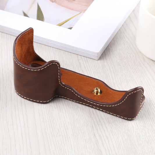1/4 inch Thread PU Leather Camera Half Case Base for Sony A6400 / ILCE-A6400 (Coffee) - Half Case by buy2fix | Online Shopping UK | buy2fix