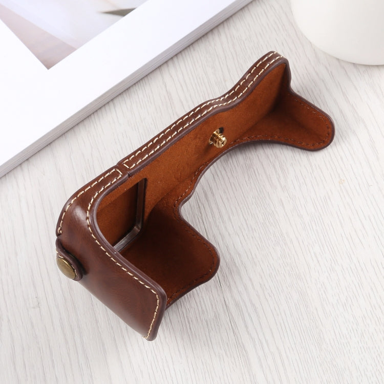 1/4 inch Thread PU Leather Camera Half Case Base for Sony A6400 / ILCE-A6400 (Coffee) by buy2fix