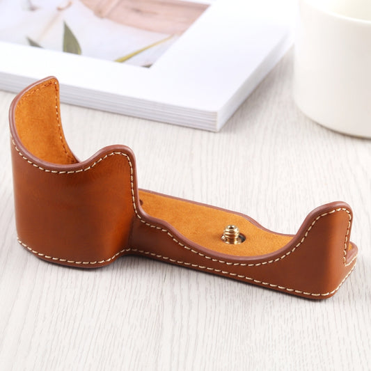 1/4 inch Thread PU Leather Camera Half Case Base for Sony A6400 / ILCE-A6400 (Brown) - Half Case by buy2fix | Online Shopping UK | buy2fix