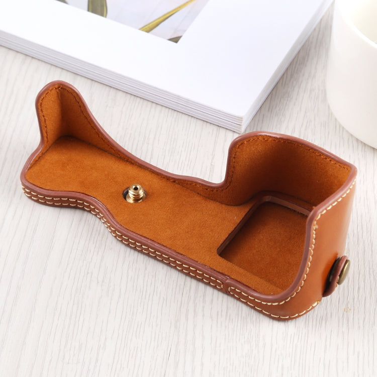 1/4 inch Thread PU Leather Camera Half Case Base for Sony A6400 / ILCE-A6400 (Brown) - Half Case by buy2fix | Online Shopping UK | buy2fix