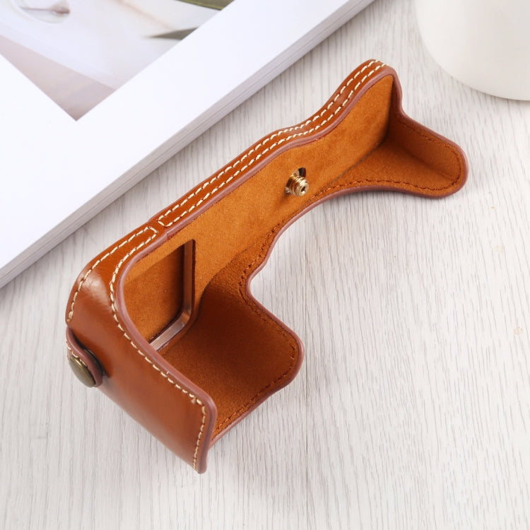 1/4 inch Thread PU Leather Camera Half Case Base for Sony A6400 / ILCE-A6400 (Brown) - Half Case by buy2fix | Online Shopping UK | buy2fix