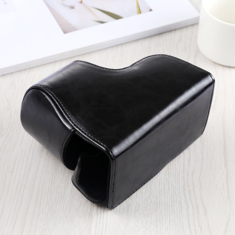 Full Body Camera PU Leather Case Bag with Strap for Sony A6400 / ILCE-A6400 (Black) - Leather Bag by buy2fix | Online Shopping UK | buy2fix