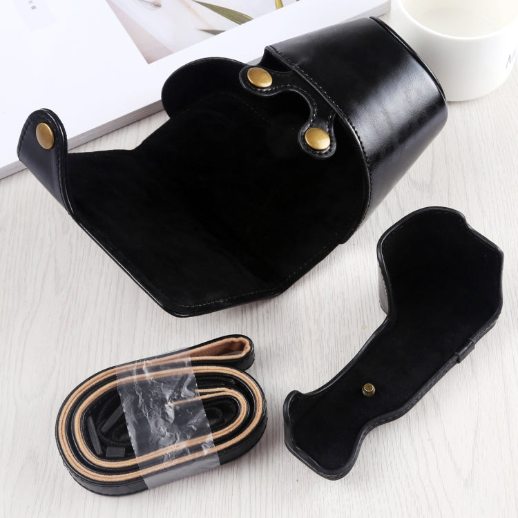 Full Body Camera PU Leather Case Bag with Strap for Sony A6400 / ILCE-A6400 (Black) - Leather Bag by buy2fix | Online Shopping UK | buy2fix