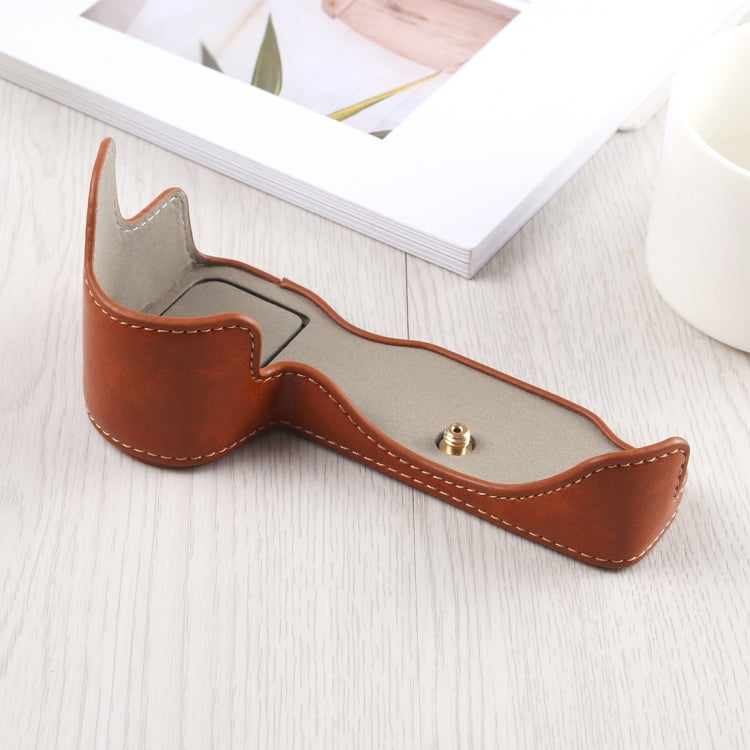1/4 inch Thread PU Leather Camera Half Case Base for Nikon Z6 / Z7 (Brown) - Half Case by buy2fix | Online Shopping UK | buy2fix