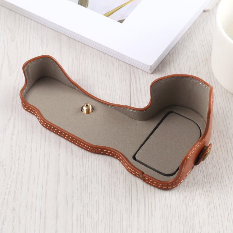 1/4 inch Thread PU Leather Camera Half Case Base for Nikon Z6 / Z7 (Brown) - Half Case by buy2fix | Online Shopping UK | buy2fix