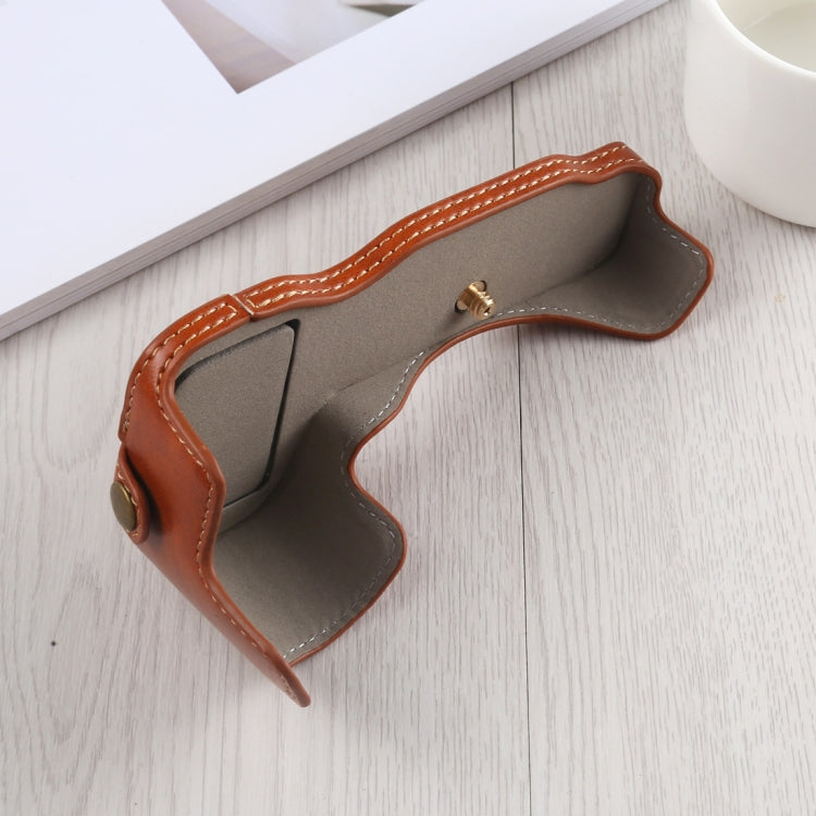 1/4 inch Thread PU Leather Camera Half Case Base for Nikon Z6 / Z7 (Brown) - Half Case by buy2fix | Online Shopping UK | buy2fix