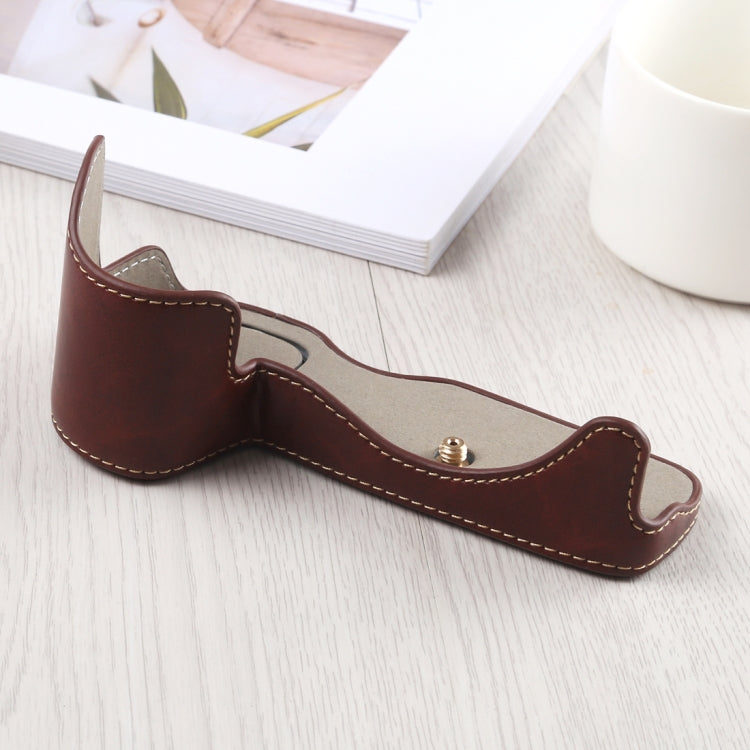 1/4 inch Thread PU Leather Camera Half Case Base for Canon EOS R (Coffee) - Half Case by buy2fix | Online Shopping UK | buy2fix