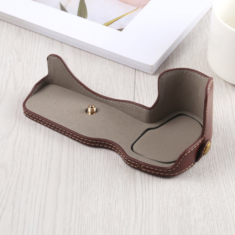 1/4 inch Thread PU Leather Camera Half Case Base for Canon EOS R (Coffee) - Half Case by buy2fix | Online Shopping UK | buy2fix