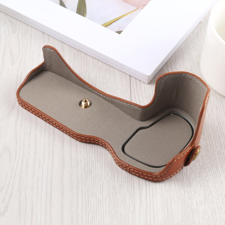 1/4 inch Thread PU Leather Camera Half Case Base for Canon EOS R (Brown) - Half Case by buy2fix | Online Shopping UK | buy2fix