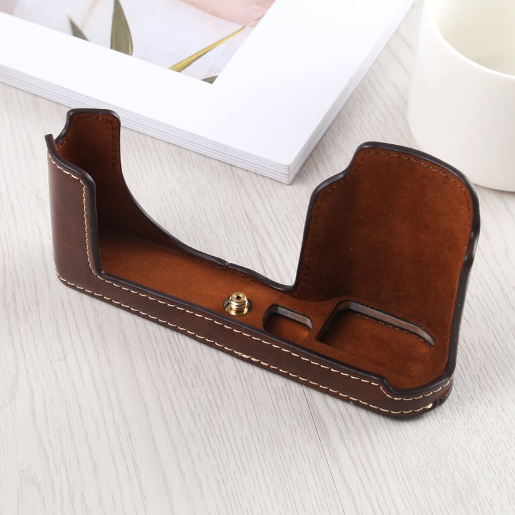 1/4 inch Thread PU Leather Camera Half Case Base for Leica TL (Typ 701) (Coffee) - Half Case by buy2fix | Online Shopping UK | buy2fix